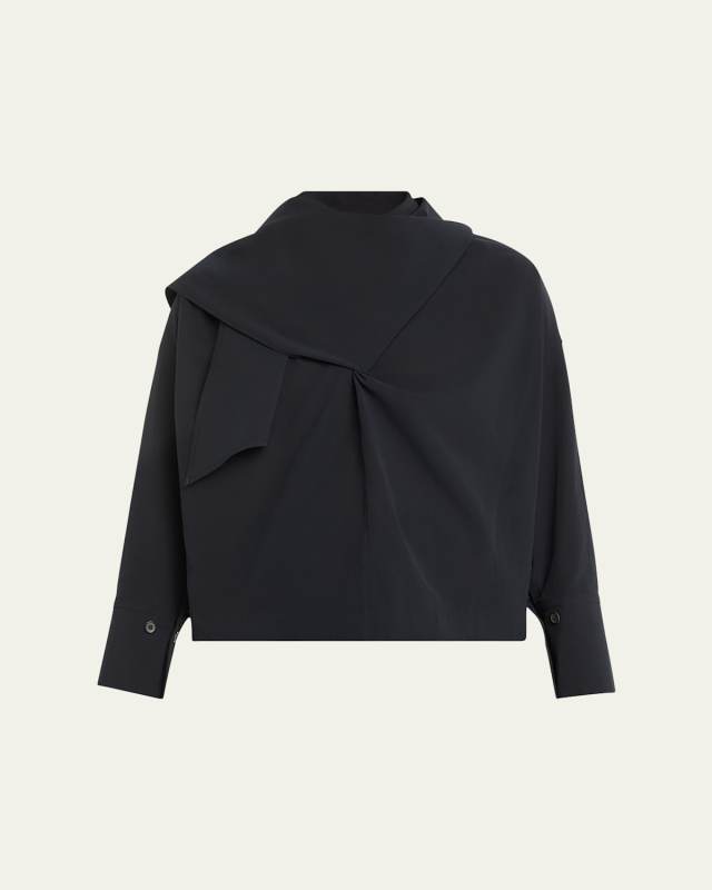 Neck-Tie Twisted Voile Shirt